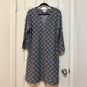 JUDE CONNALLY NAVY AND WHITE 3/4 SLEEVE DRESS EUC SIZE XL
